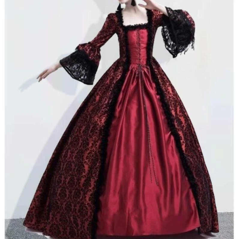 Mujer Retro Juegos con disfraces Princesa Medieval Vestido Vestido de Baile Disfraz Fiesta Moda Foto 2 de 4