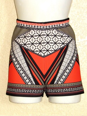 PEACHPUFF Colorful Geometric Pattern Print High Waist Short SZ S NEW