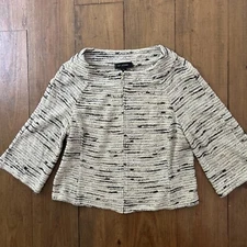 ST. JOHN  Boucle Tweed Knit Wool Blend Jacket SZ 12 EUC Black Label