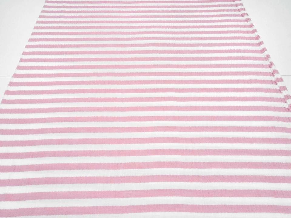 Resto de tela 30x120cm algodón muselina doble gasa 1,3cm rayas rosa blanco - Imagen 4 de 4