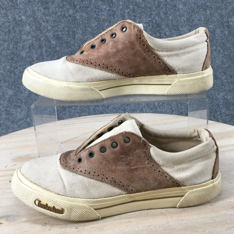 Timberland Shoes Youth 6 Sneakers Beige Canvas Lace Up Low Top Comfort Casual - Image 2 of 4