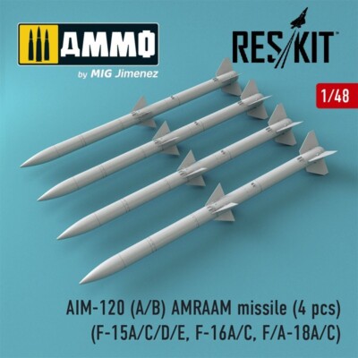 Reskit #RS48-0086 1/48 AIM-120 (A/B) AMRAAM missile (4 pcs)