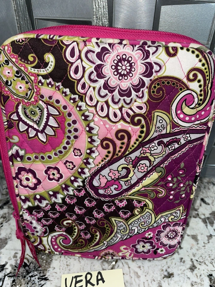 Vera Bradley Tablet Organizer Case Dark PINK Paisley Laptop Padded Sleeve 8x10” - Image 2 of 4