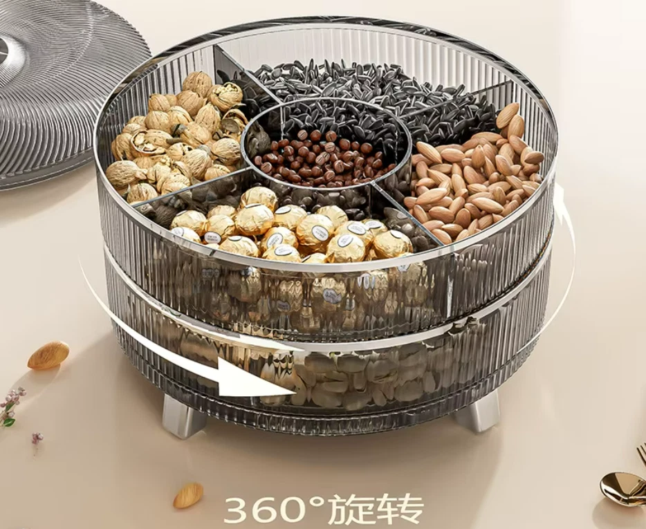 Коробка для хранения конфет органайзер для закусок с крышкой лоток для фруктовых орехов 2 слоя - Изображение 2 из 4