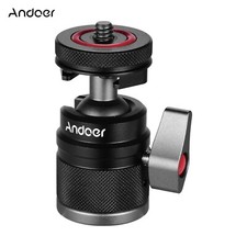 Andoer 2-in-1 Ball Head with 1/4" Mount for Camera, Phone, Tripod  Selfie Stick