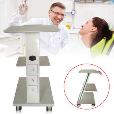 Mobile Dental Trolley Cart Built-in Socket Medical Trolley Device Three Layer