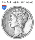 1945 (P)  Mercury Dime 90% SILVER Very Good (VG) *JB's Coins*