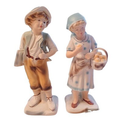 ARPO x2 Porcelain Figurines Made in Romania Young Man/Woman Bisque 10''