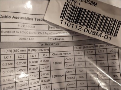 X5 LC-LC Duplex 8 Cables 16Lanes OM3 Aqua 2mm 8 Meter (5 Sets Per Order)