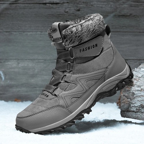 Men Winter Keep Warm Fur Snow Boots High Top Outdoor Anti-slip Work Ankle Boots - Picture 19 of 20