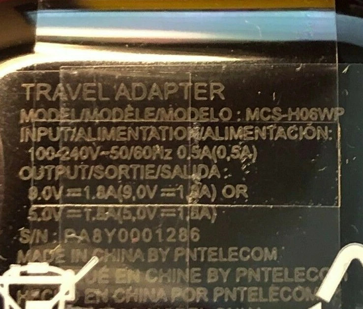 ADAPTADOR DE VIAJE ORIGINAL LG LM-Q617QA MCS-H06WP Foto 2 de 3