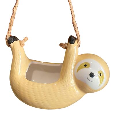 Hanging Ceramic Sloth Planter Succulent Air Plant Holder Pot Cute Gift Beige