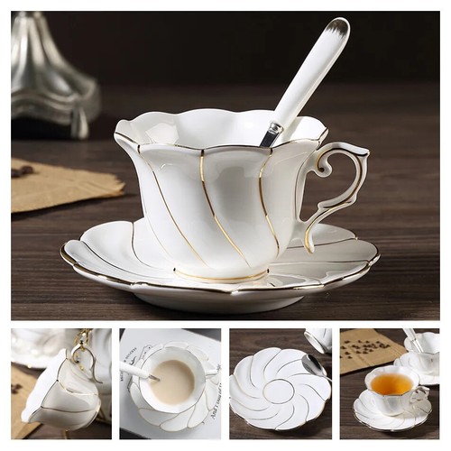 Saucer Spoon Set 200ml Luxury Ceramic Mug Top-grade Cup Teaware Party Drinkware - Picture 33 of 66