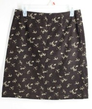 Vtg 90s J. Crew 6 Brown Green Floral Corduroy Mini Skirt 30" Waist