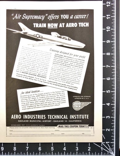 Anuncio impreso vintage Aero Industries Technical Institute Air Supremacy 1948 - Imagen 2 de 6