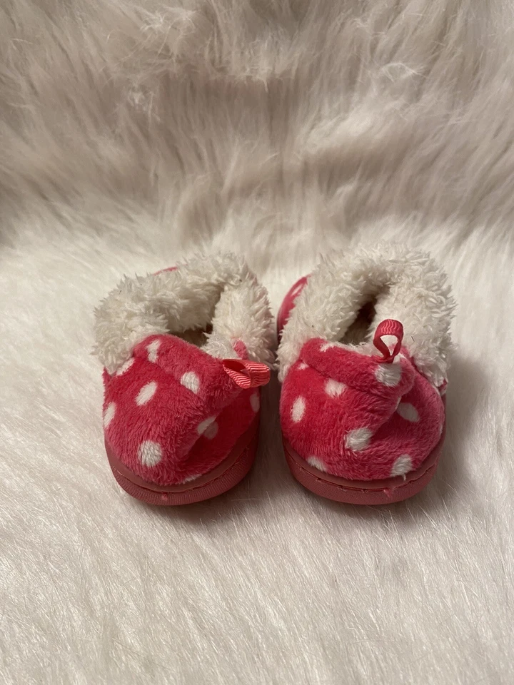 Zapatillas para niños pequeños niñas talla pequeña 5-6 rosa blanco forradas a lunares zapatos sin cordones Foto 3 de 4