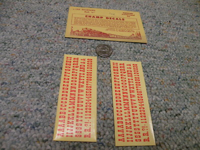 Champ decals HO Alphabet Numerals L-104 Billboard red 1/4''   D59
