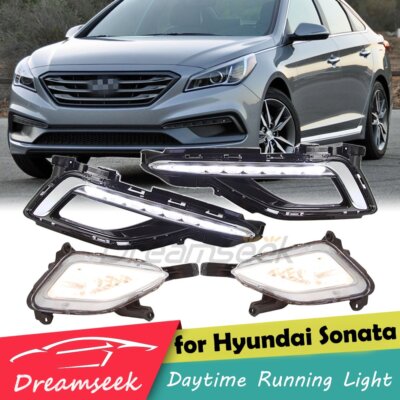 LED Daytime Running Light + Fog Lamp for Hyundai Sonata LF 2015 2016 DRL Combo