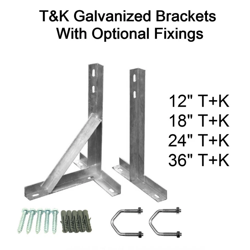 CS T&K Wall Mount Galvanised Bracket Satellite TV Aerial FM DAB 12" 18" 24" 30" 36"