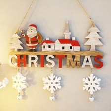 2022 Wooden Christmas Door Hanging Oranments Wall Xmas Dec Merry Decor