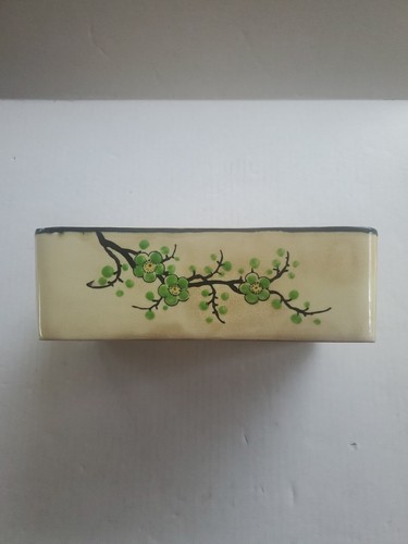 Rare Moriyama Refrigerator Dish Made in Japan Green Cherry Blossom VG Condition - Picture 7 of 11