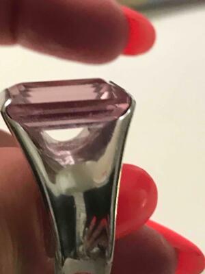 UNIKAT Art Deco SIGNIERT Designer SWAROVSKI Schwan 925 STERL. AMETHYST RING