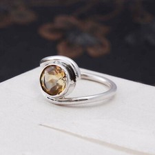 CITRINE NATURAL GEMSTONE RING 925 STERLING SILVER HANDMADE JEWELRY RING 3 TO 12