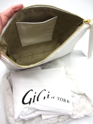 GiGi New York Hailey Leder Umhängetasche Python geprägt Neu mit Etikett weiß Liste 275 $ - Bild 11 von 15