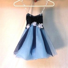 Shades of Blue With Flowers  Sequins Youth Ballet Dance Costume