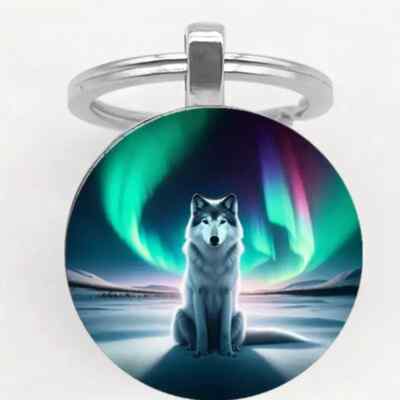 Aurora Lone Wolf Pattern Keyring Keychain Great Gift Giving Idea