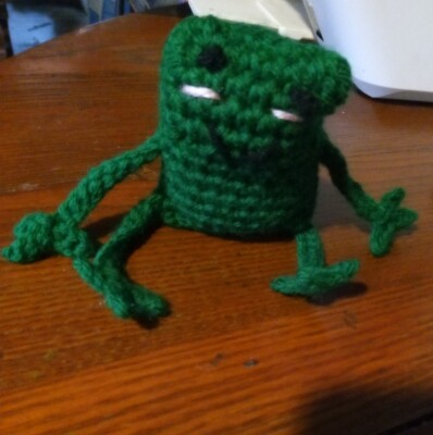 Stocking Stuffer Handmade Crochet Emerald Green Small Leggy Frog