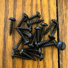 #6 X 5/8 Wood Screws Slotted Round Head  Black Plated 20 Pk Free Ship