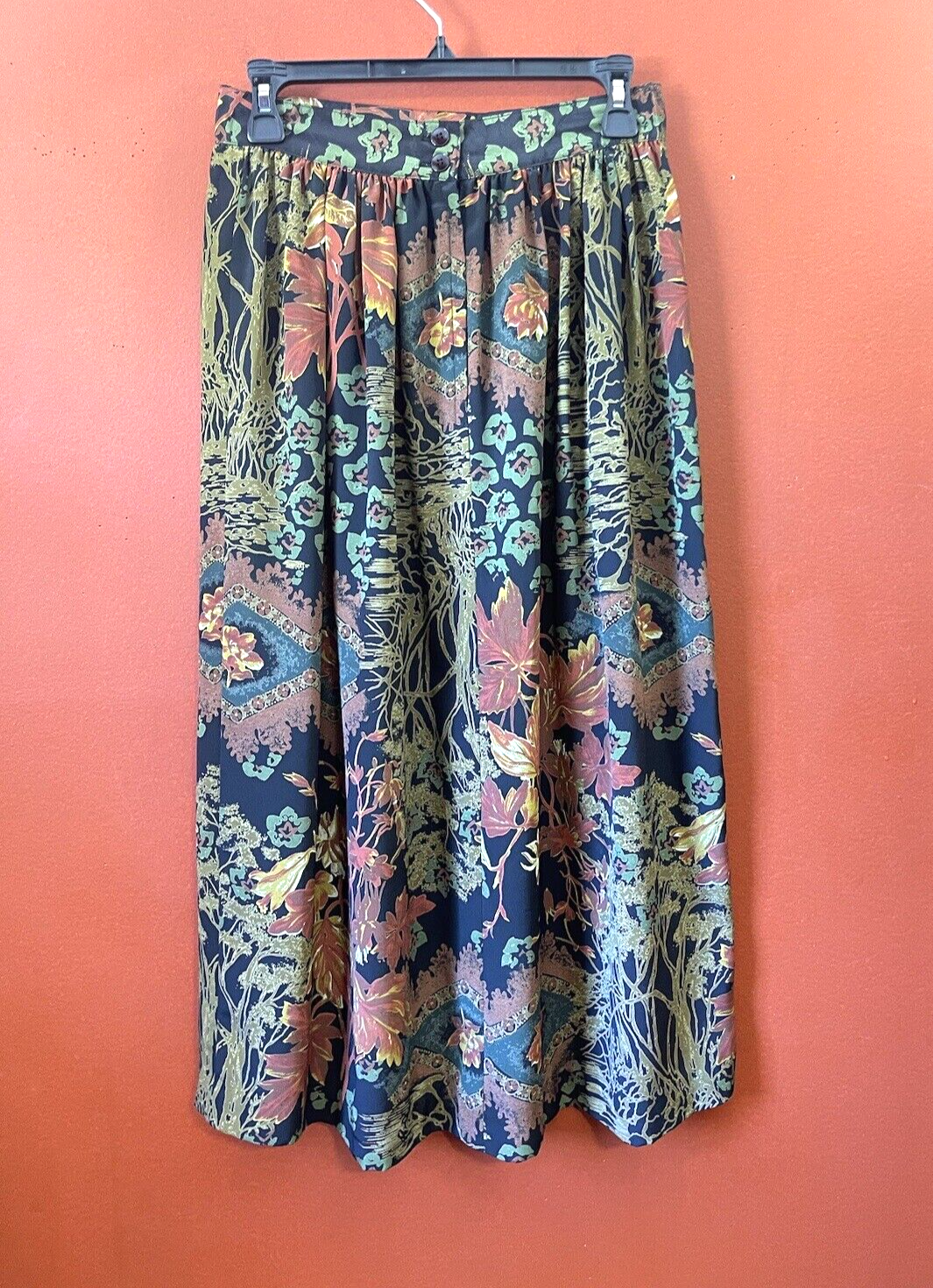 Vintage Maxi Skirt Size 10 Botanical Art to Wear Cottag Boho Modest USA Made EUC-image