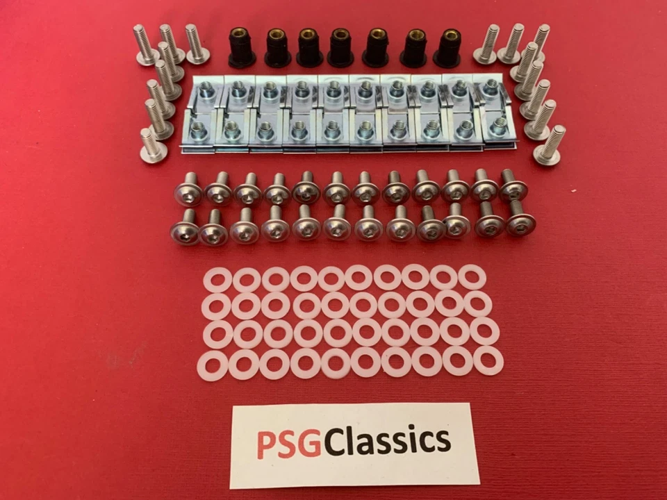 Tornillos de carenado Aprilia RS125 99-05 pernos de acero inoxidable clips tuercas de goma 107p Foto 2 de 4