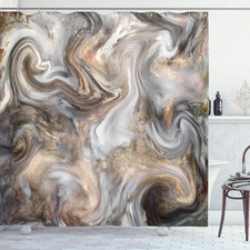 Marble Print Shower Curtain, Style Paintbrush Colors in Marbling Texture Art,...
