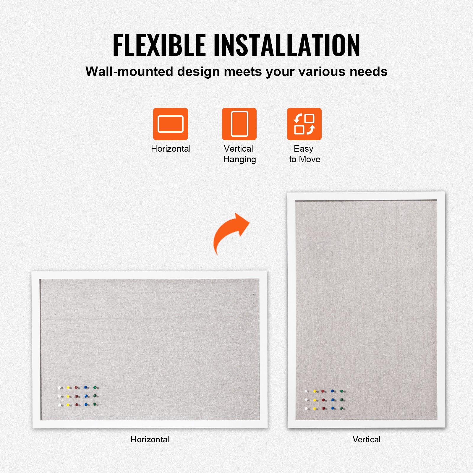 Uimoso 36"x24" White Cork Board with Linen Surface Wall-Mounted Bulletin Board