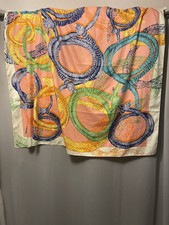 Luxury 100% Silk Square Scarf – Rope Print Large Statement Scarf – Multi Colour