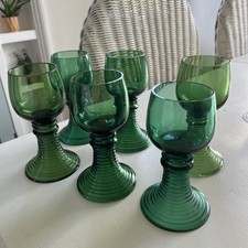 Deutsch/österreichischer Römer Romer Vintage Weingläser grün Bienenstockmuster 6er Set