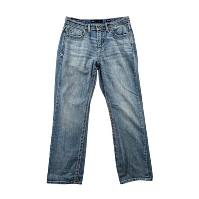 BKE Tyler Light Wash Straight Leg Jeans Men 30x30 Thick Stitch Y2K Grunge Rocker