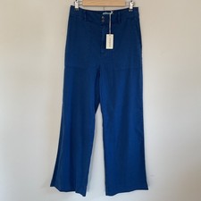 NWT Sundance Linden Everyday Linen Blend Blue Wide Leg Pants Sz 4 Coastal Boho