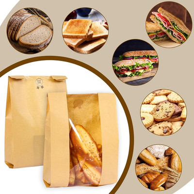 Large Paper Bread Bags for Homemade Bread 50Pcs Sourdough Bread Bags with Window