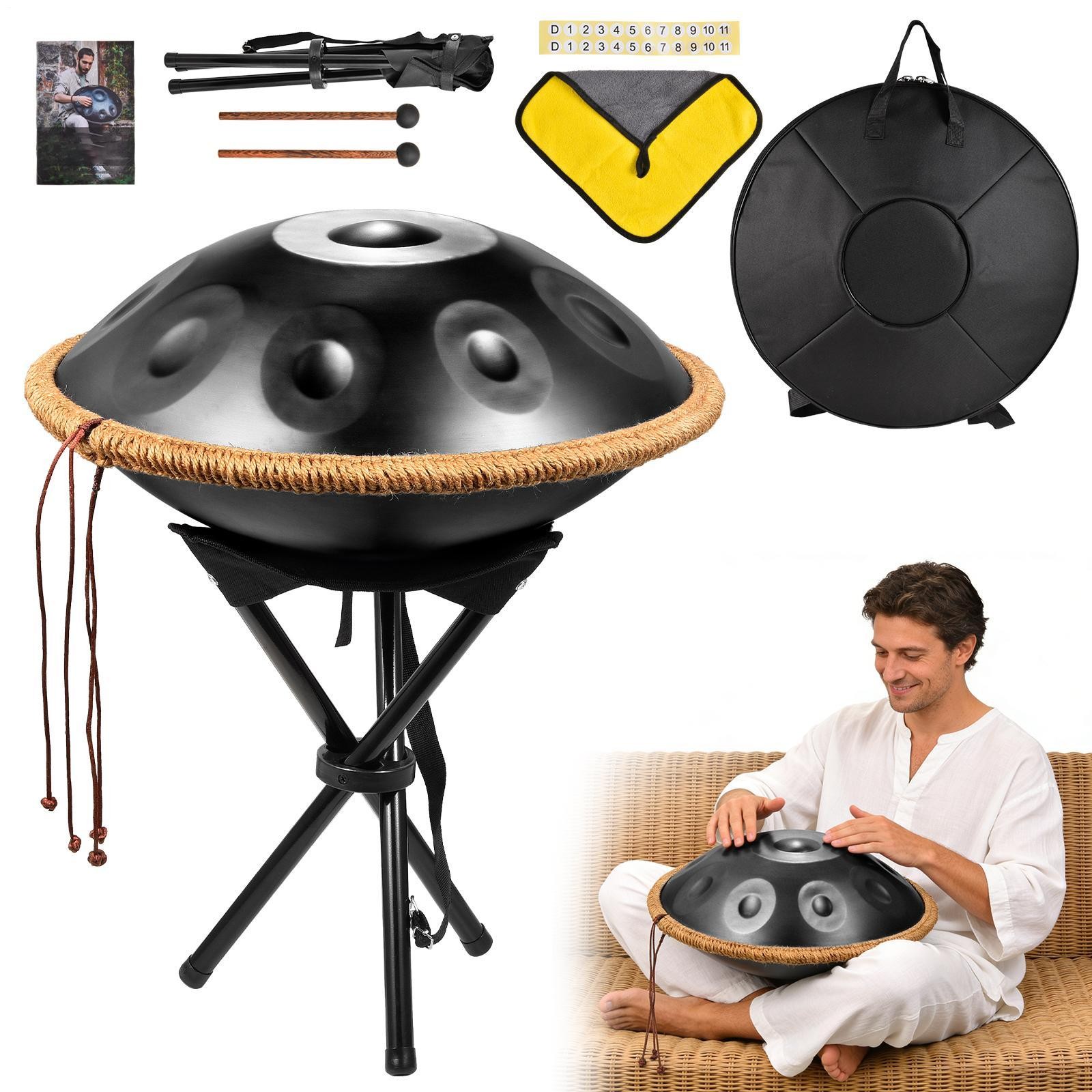 Handpan Drum 18 in 9 Notes G Minor Steel Hand Drum with Mallets for Adult Gift