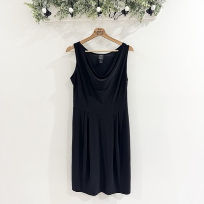 Clara Sun Woo Black Cowl Neck pleated Mini Sleeveless Dress Small H4545