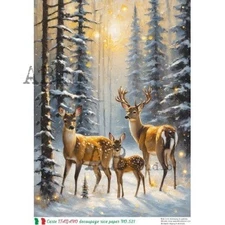 Winter Stag Christmas #521 | A4 Rice Paper | Paper for Decoupage | AB Studios