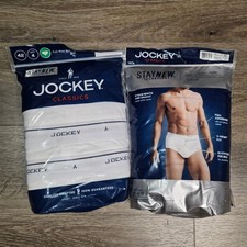 Jockey Mens 42 2pk Full Rise Briefs White 8-Pack Classics Y-Front Fly 009965 Cot