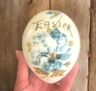 Vtg Large Hand Painted Milk Glass Easter Egg Pontil Floral Motif Victorian