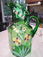 Vintage Hand Painted Numbered Delicate 8 Paneled Pitcher
