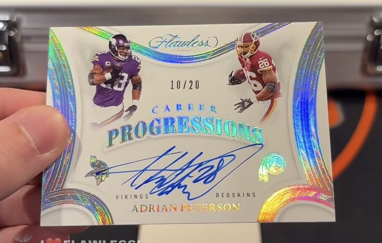 2025 Flawless Adrian Peterson Career Progressions Auto 10/20 Vikings Redskins view 2