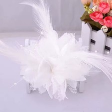 Flower Feather Bead Corsage Hair Clips Fascinator Hairband and Pin
