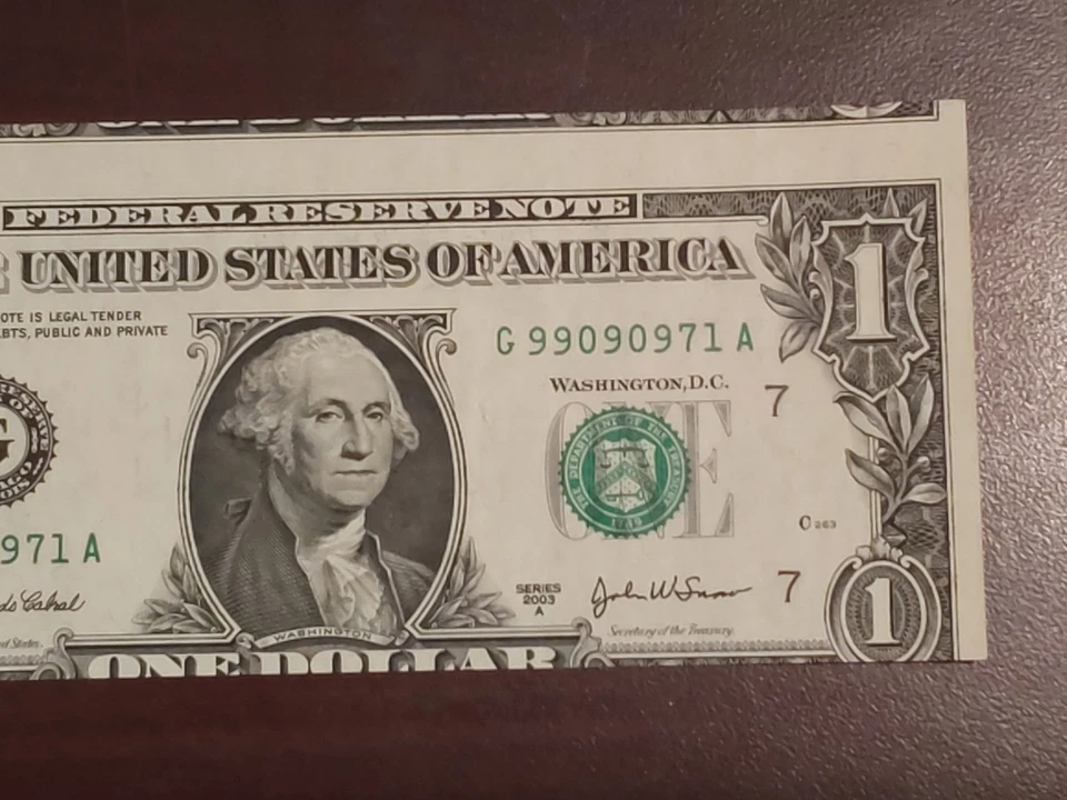 2003A $1 Bill UNC - Cutting Error Shows Part of NEXT NOTE! - Image 3 of 4
